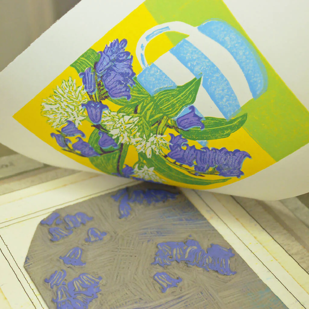 Bluebells and Ramsons - Limited Edition - Original Linocut Print - Image 4