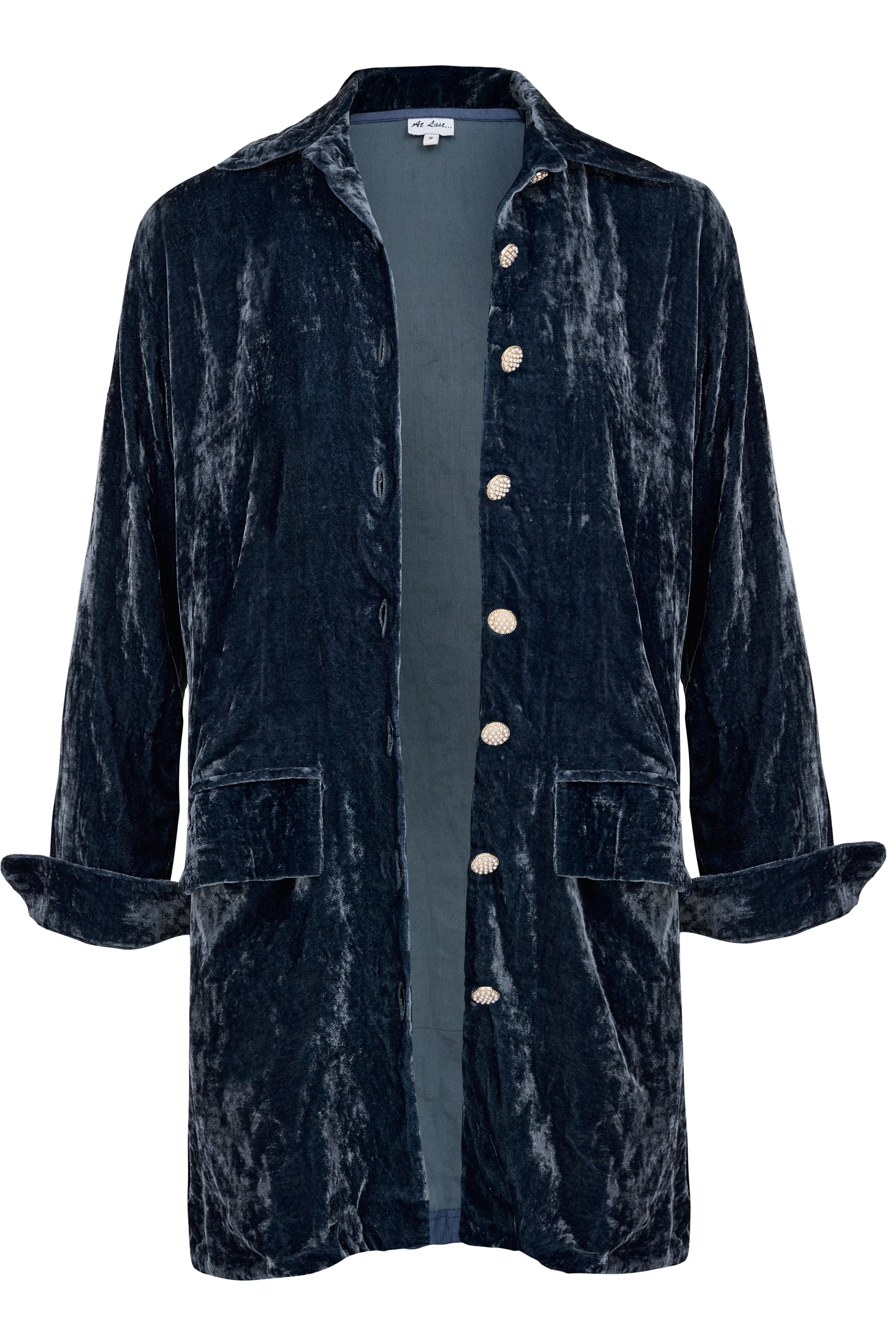 Bonnie Silk Velvet Shirt/Jacket In Slate Grey - Image 2