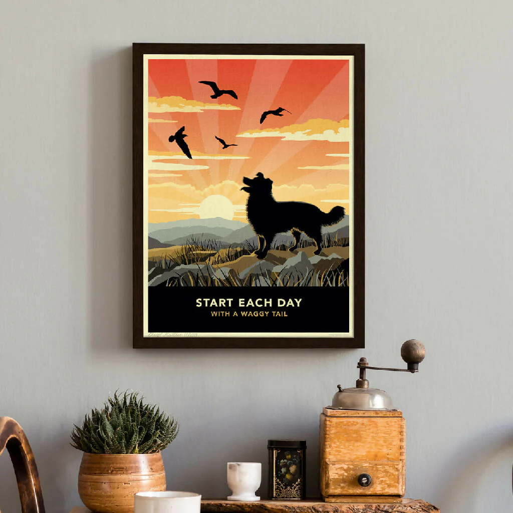 BORDER COLLIE ‘WAGGY TAILS’ LIMITED EDITION ART PRINT - Image 2