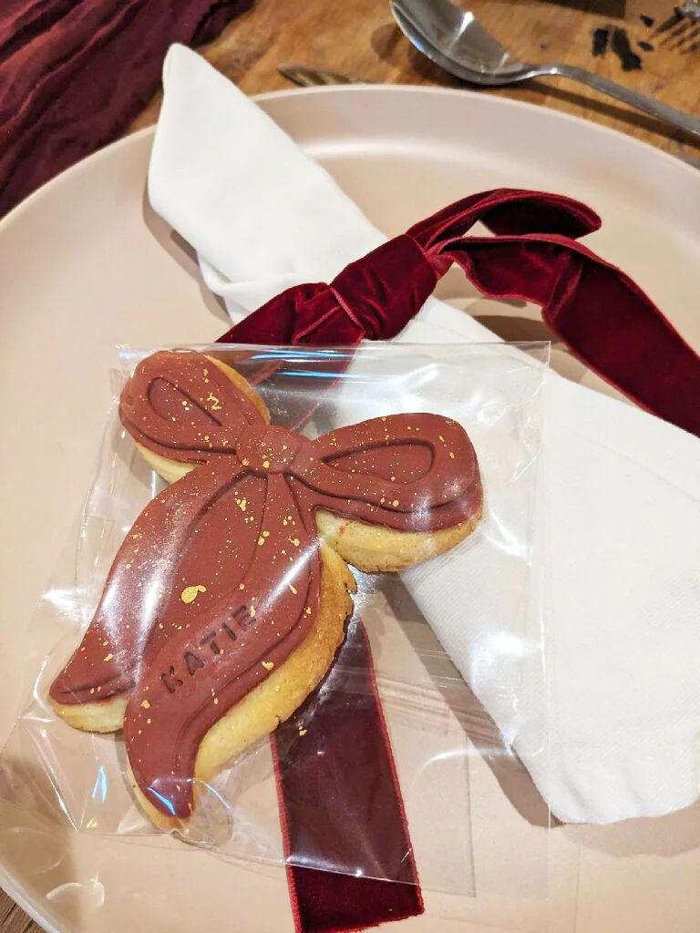 Box of 12 Hand Iced Personalised Christmas Bow Biscuit Box (individually wrapped) - Image 6