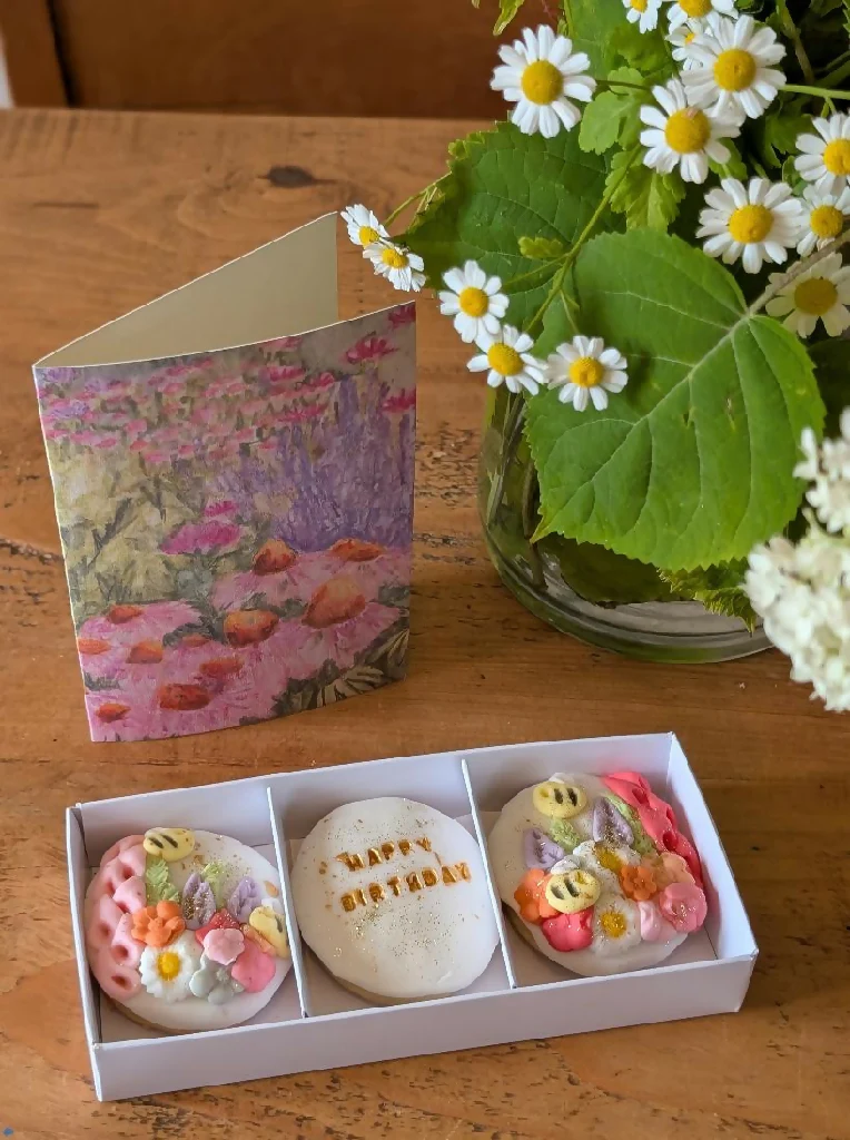 Box of 3 Hand Iced Personalised Bumblebee Meadow Biscuits - Image 3