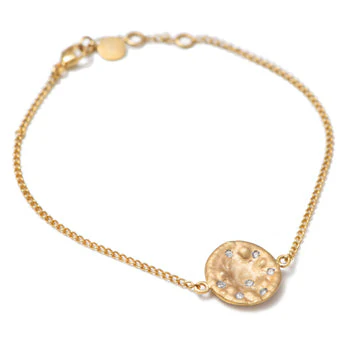 Bracelet in 9k Yellow Gold with Big Disc and Diamonds - Image 2