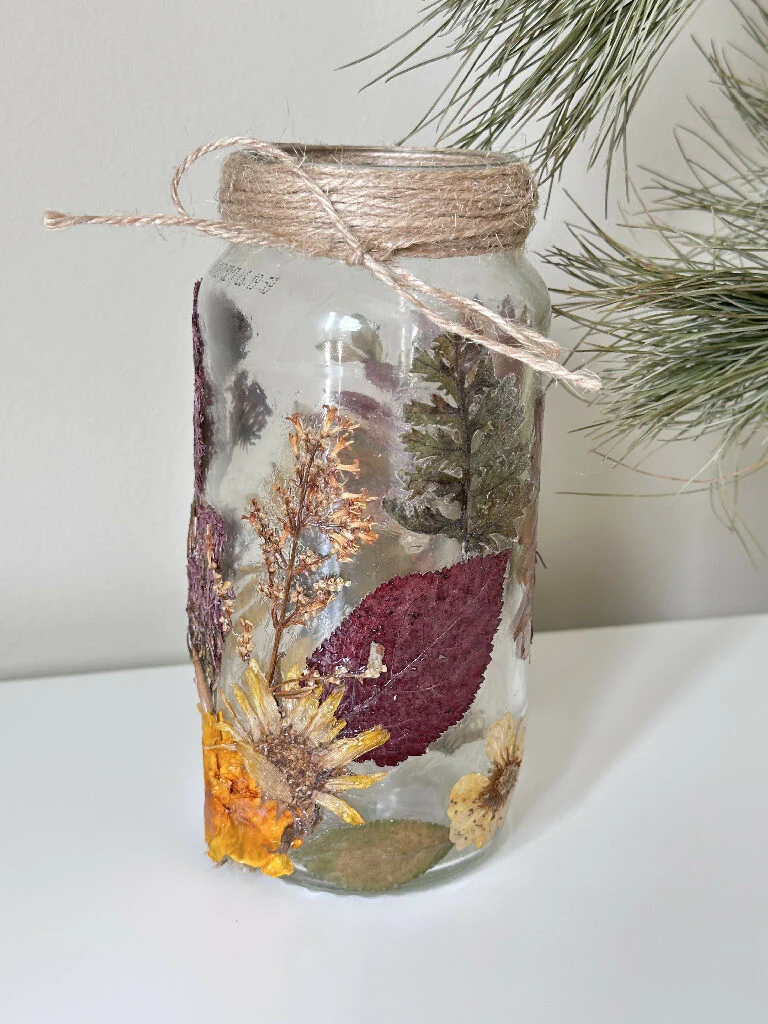 Bright Multi-coloured Pressed Flower Botanical Jar