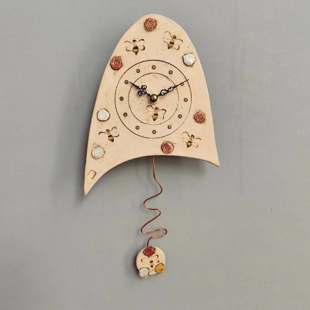 Bumblebees and Daisies Wall Clock with Pendulum - Image 2