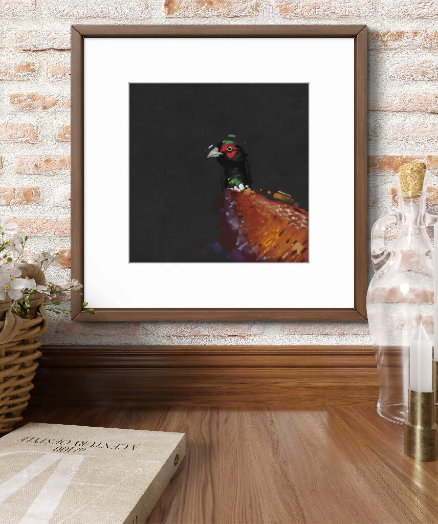 Burnished Gold - Pheasant Giclee Fine Art Print with Green Background - Image 3