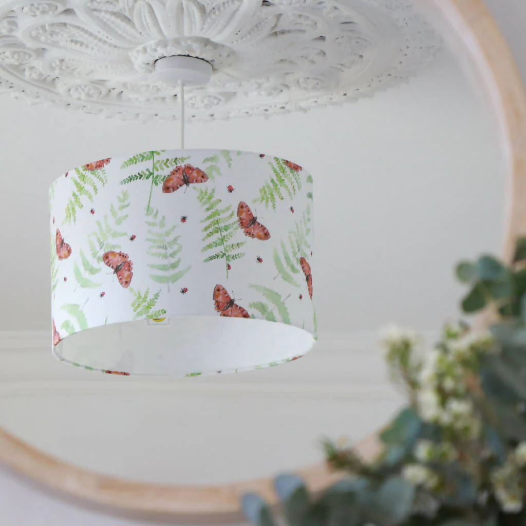 Butterfly and Fern Designer Lampshade