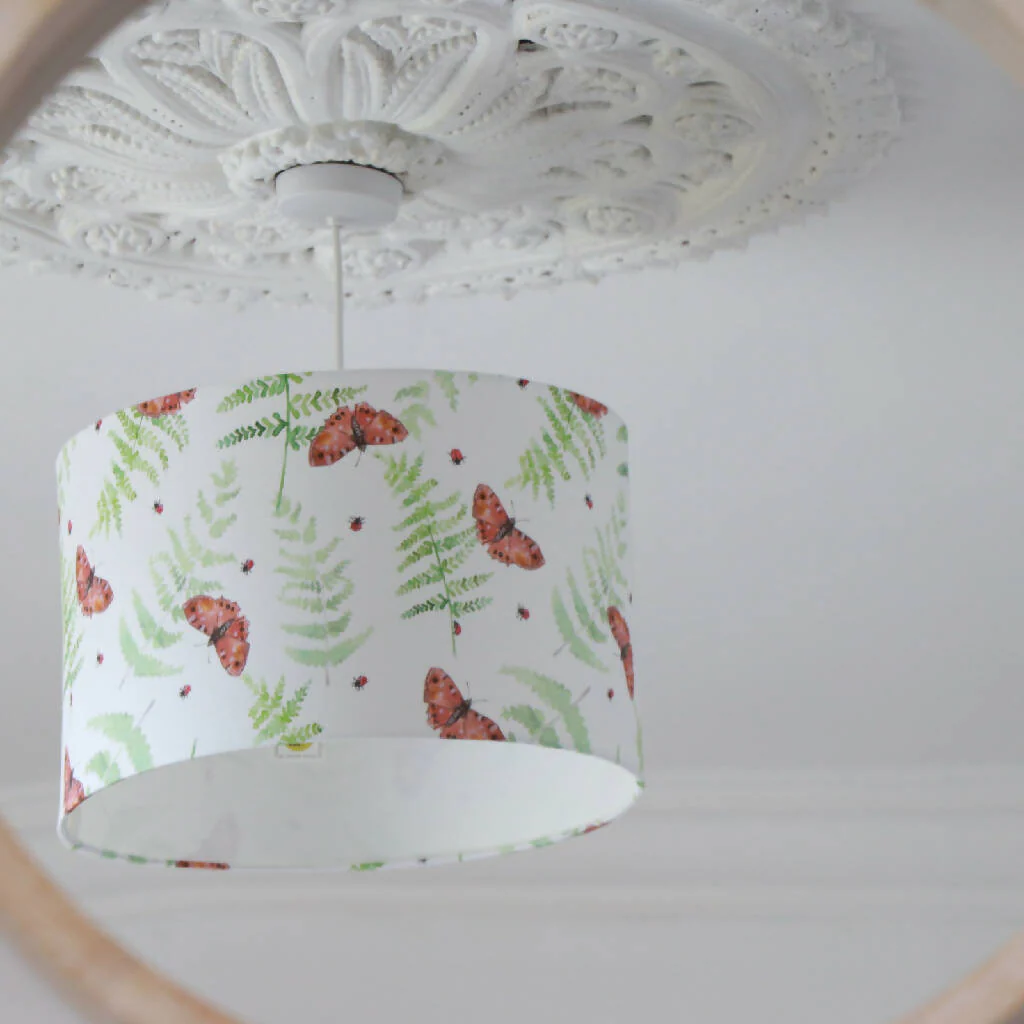 Butterfly and Fern Designer Lampshade - Image 2