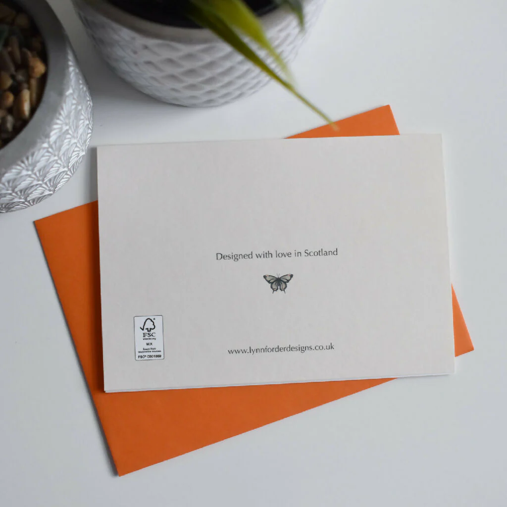 Butterfly Greeting Card in Orange - Image 2