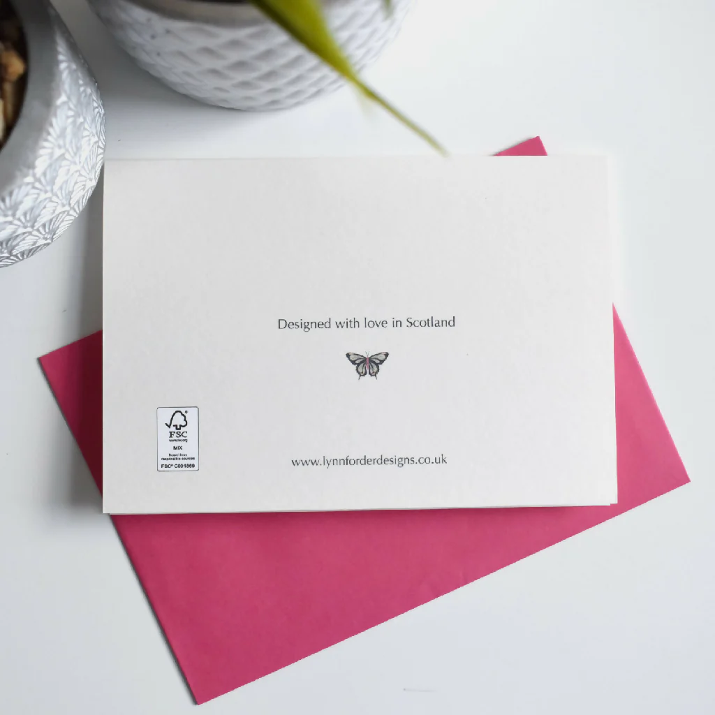Butterfly Greeting Card in Pink - Image 2