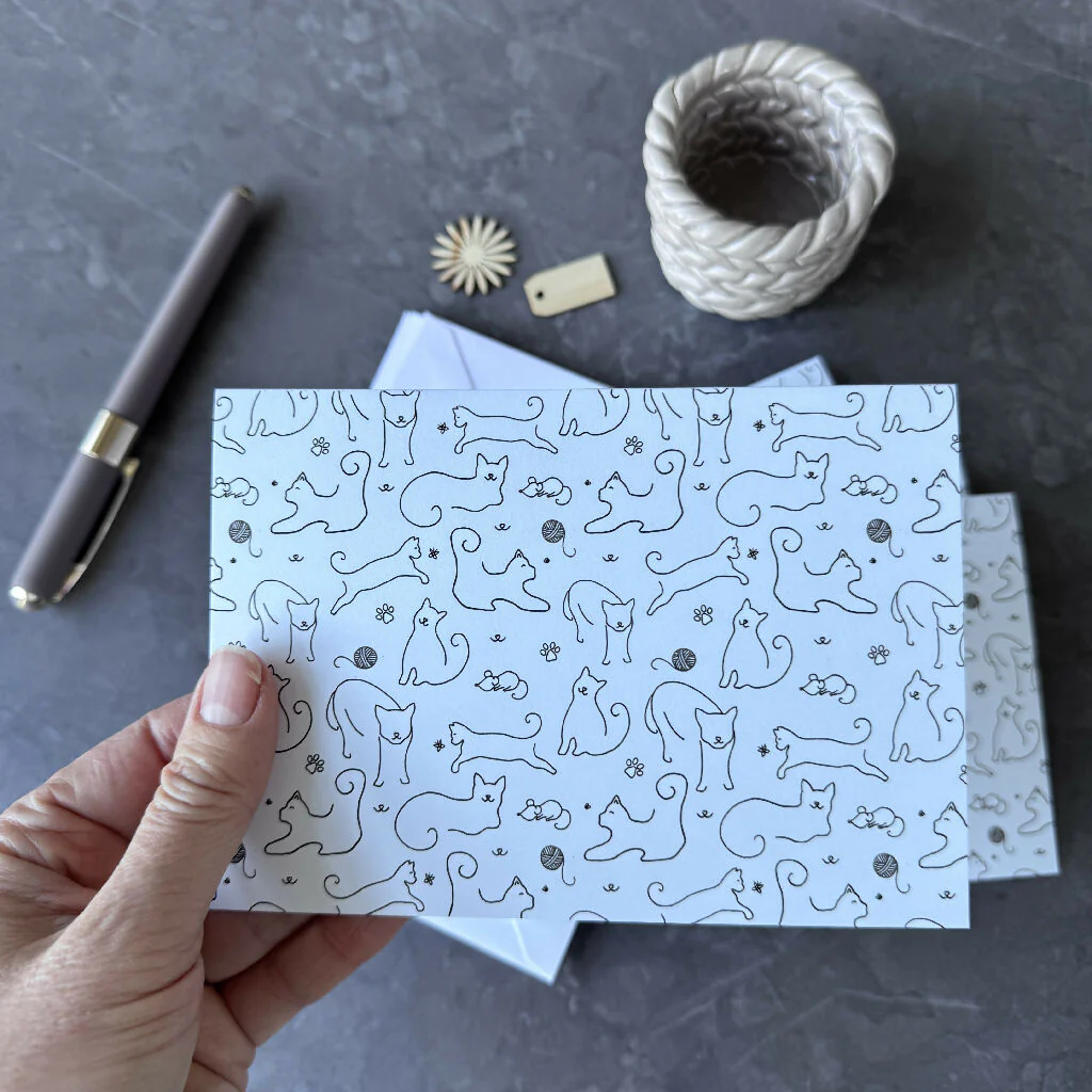 Cat Pattern Note Cards - Image 3