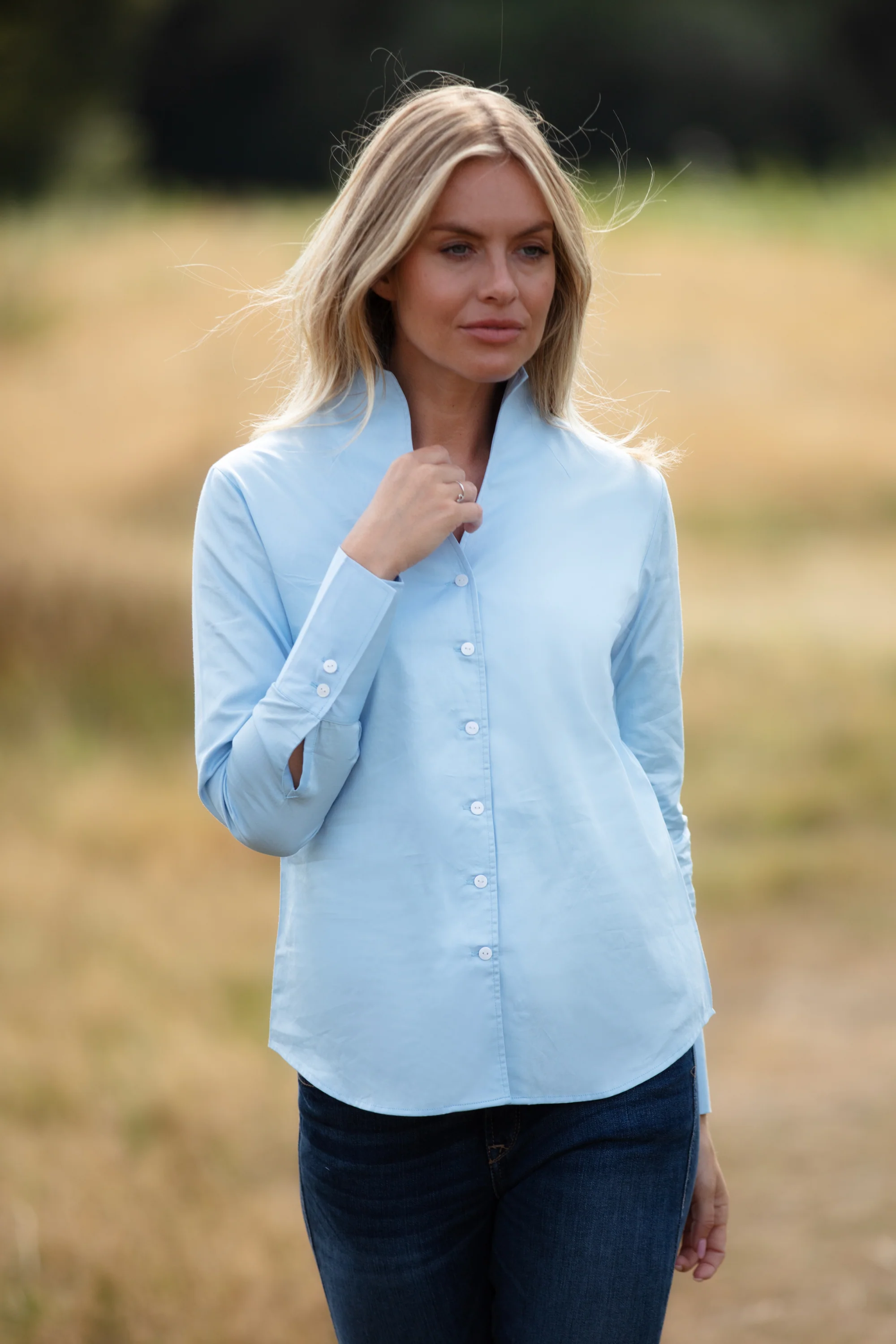 Cotton Chelsea Shirt In Ice Blue - Image 2