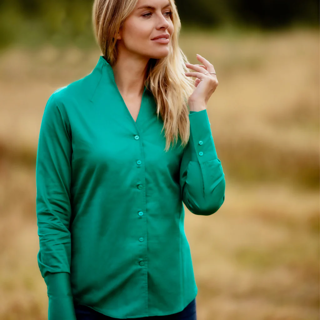 Cotton Chelsea Shirt In Peacock Green