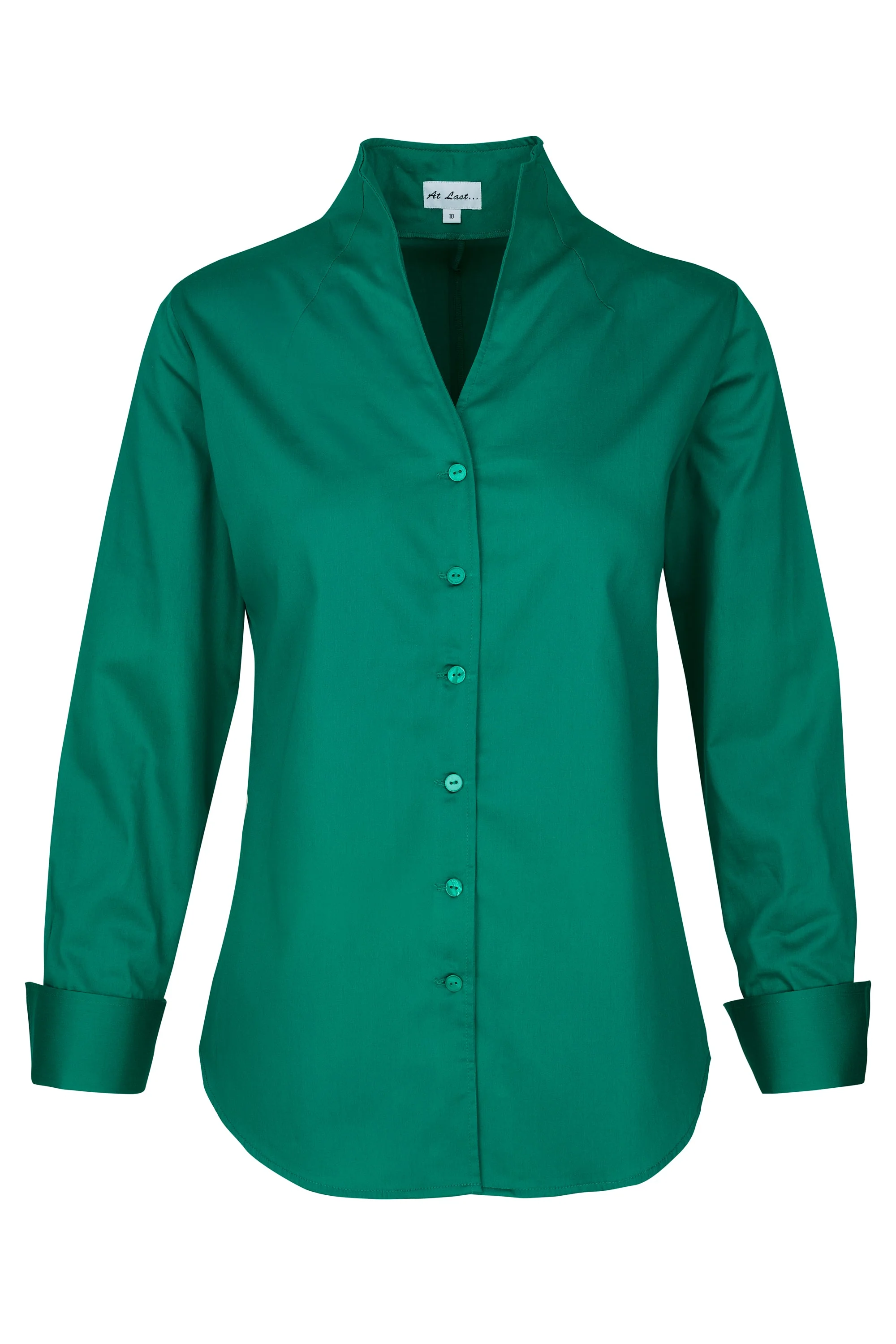 Cotton Chelsea Shirt In Peacock Green - Image 2