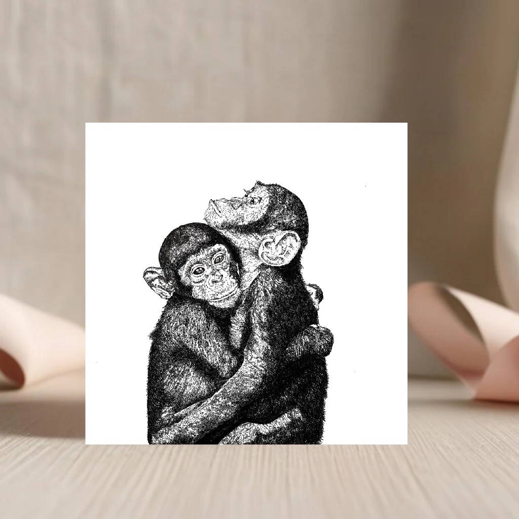 Chimpanzee Cuddles Love Greeting Cards - Image 2