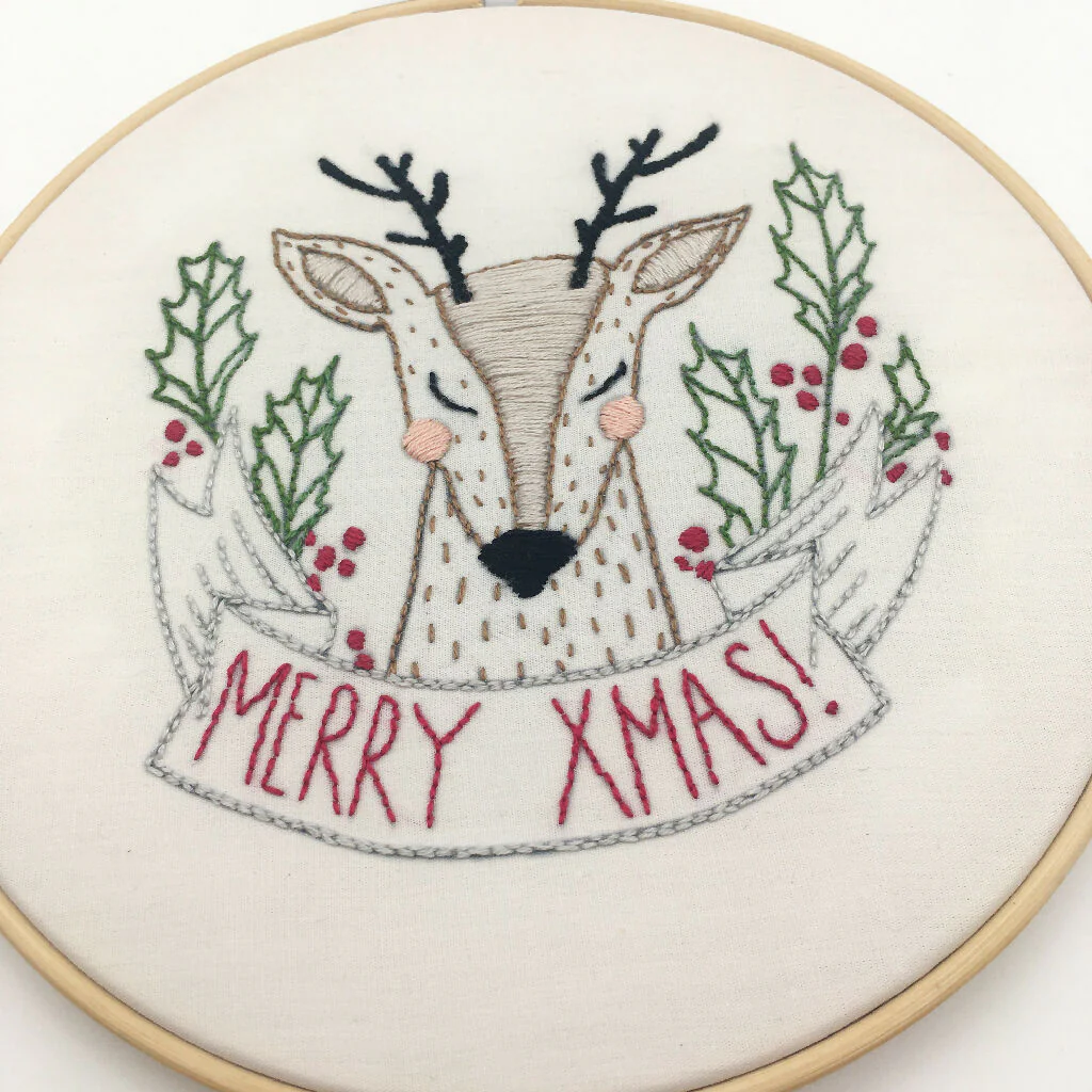 Christmas Embroidery Kit - Christmas Reindeer Embroidery Kit - Image 4