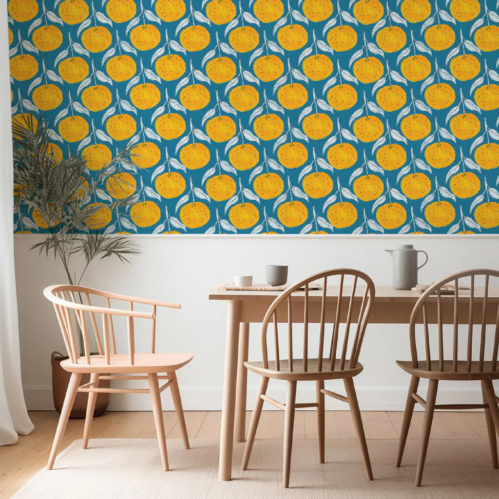 Clementine Country Blue Sustainable Wallpaper - Image 2