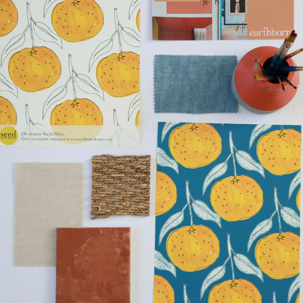 Clementine Country Blue Sustainable Wallpaper - Image 3
