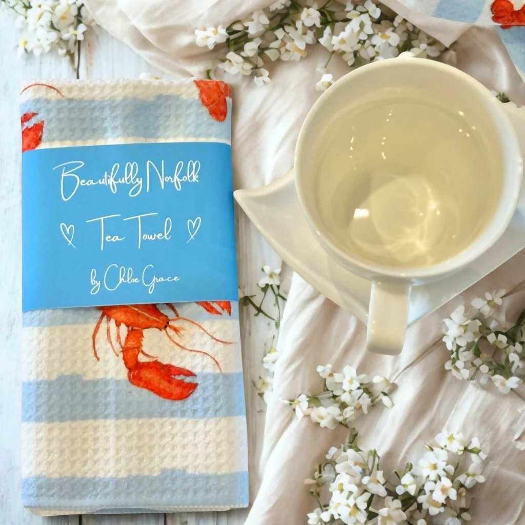 Lobster and Blue Stripe Tea Towel - Coastal Collection - Image 3