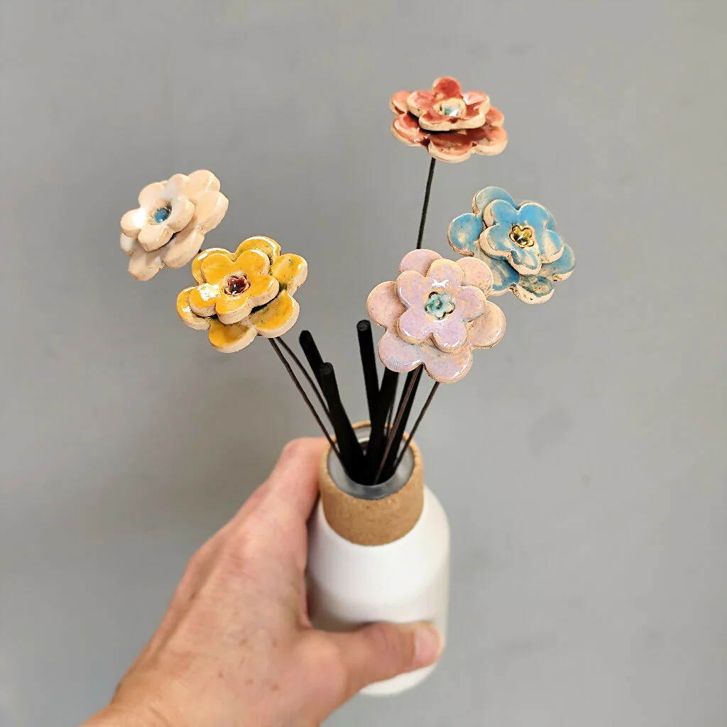 Colourful Ceramic Flower Stems - Handmade Bouquet - Image 8