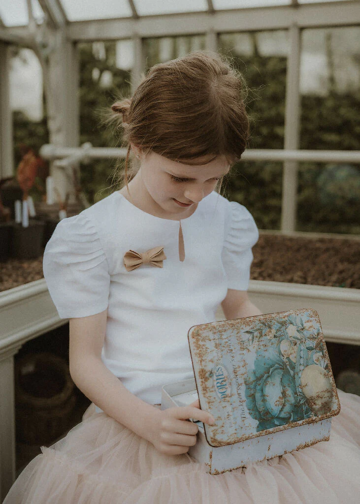 Girls Organic Linen Blouse With Plant-dyed Ribbon Detail - Image 3