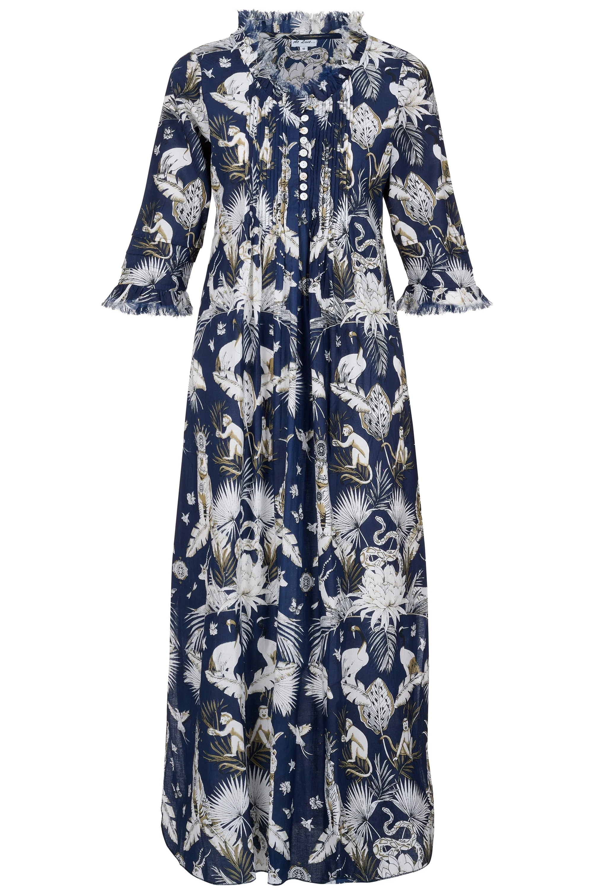 Cotton Annabel Maxi Dress in Navy Tropical - Image 6