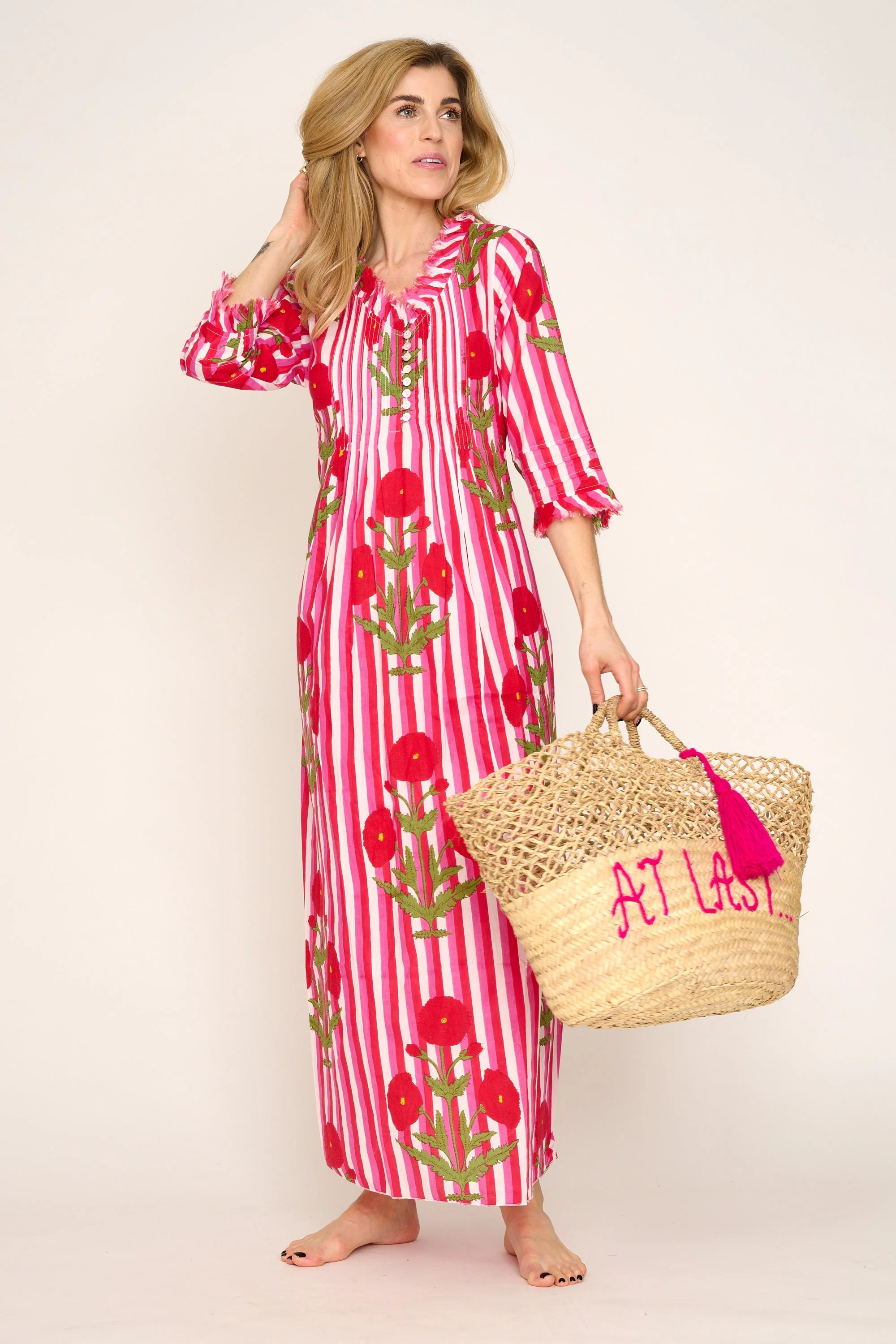 Cotton Annabel Maxi Dress in Red Marigold - Image 5