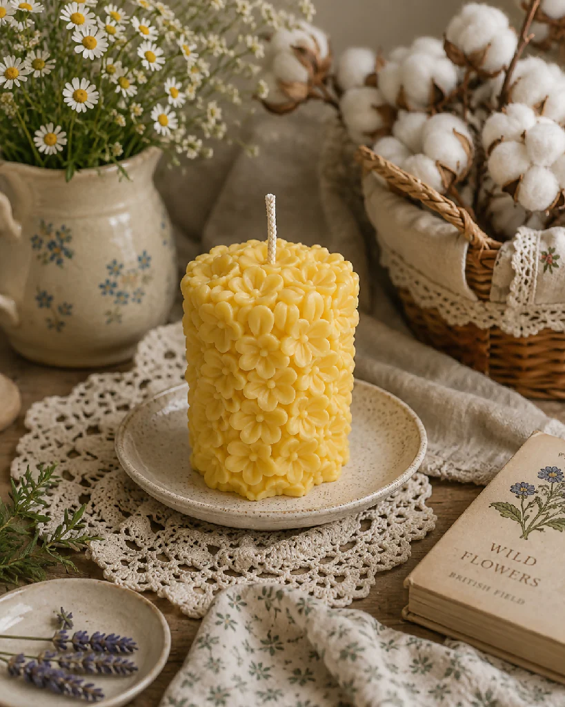 Cotton Flower Scented Sculptured Candle - Image 2