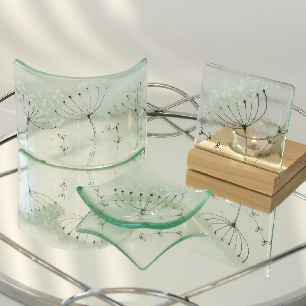Cow Parsley Fused Glass Small Dish