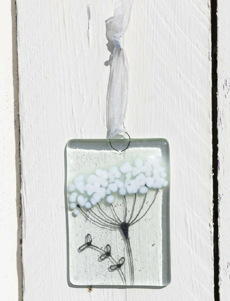 Cow Parsley Fused Glass Small Hanging