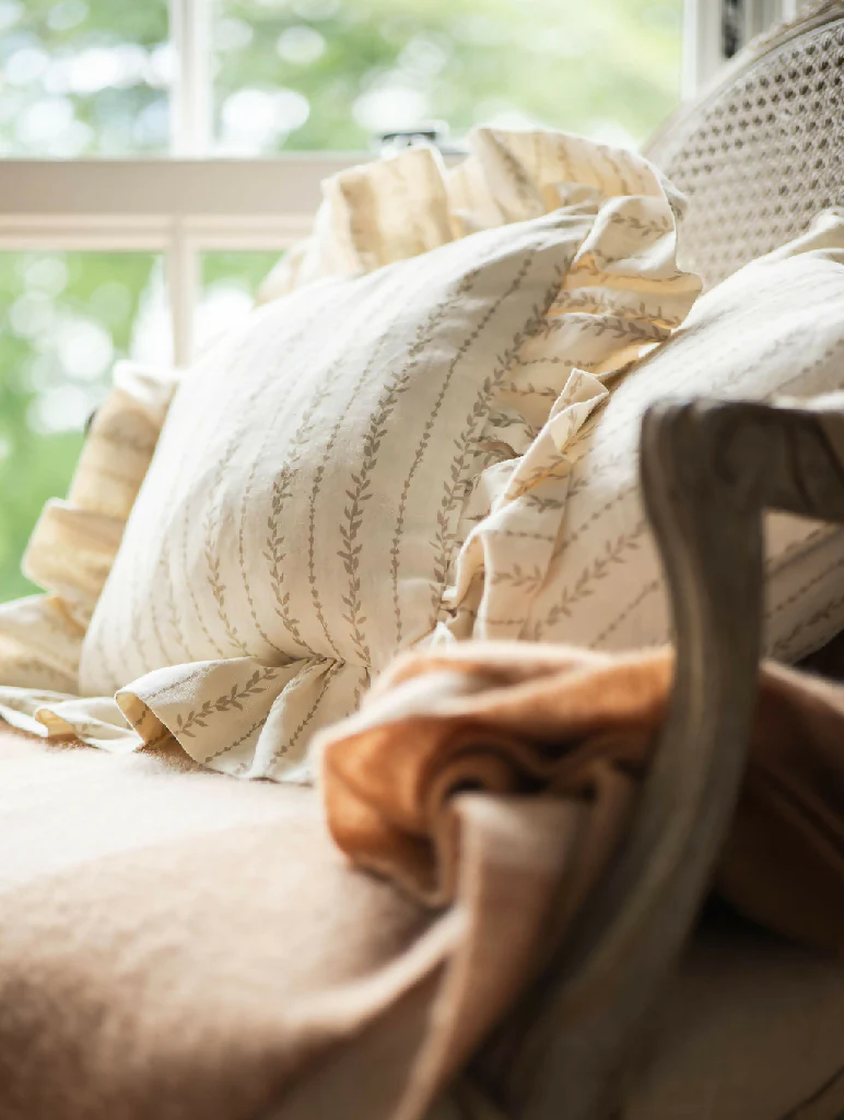 Cream & stone Frill Cushion