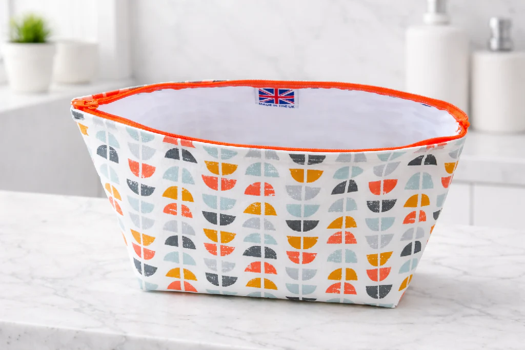 Cream with multicolour Washbag – Handmade Travel Bag  - Image 4