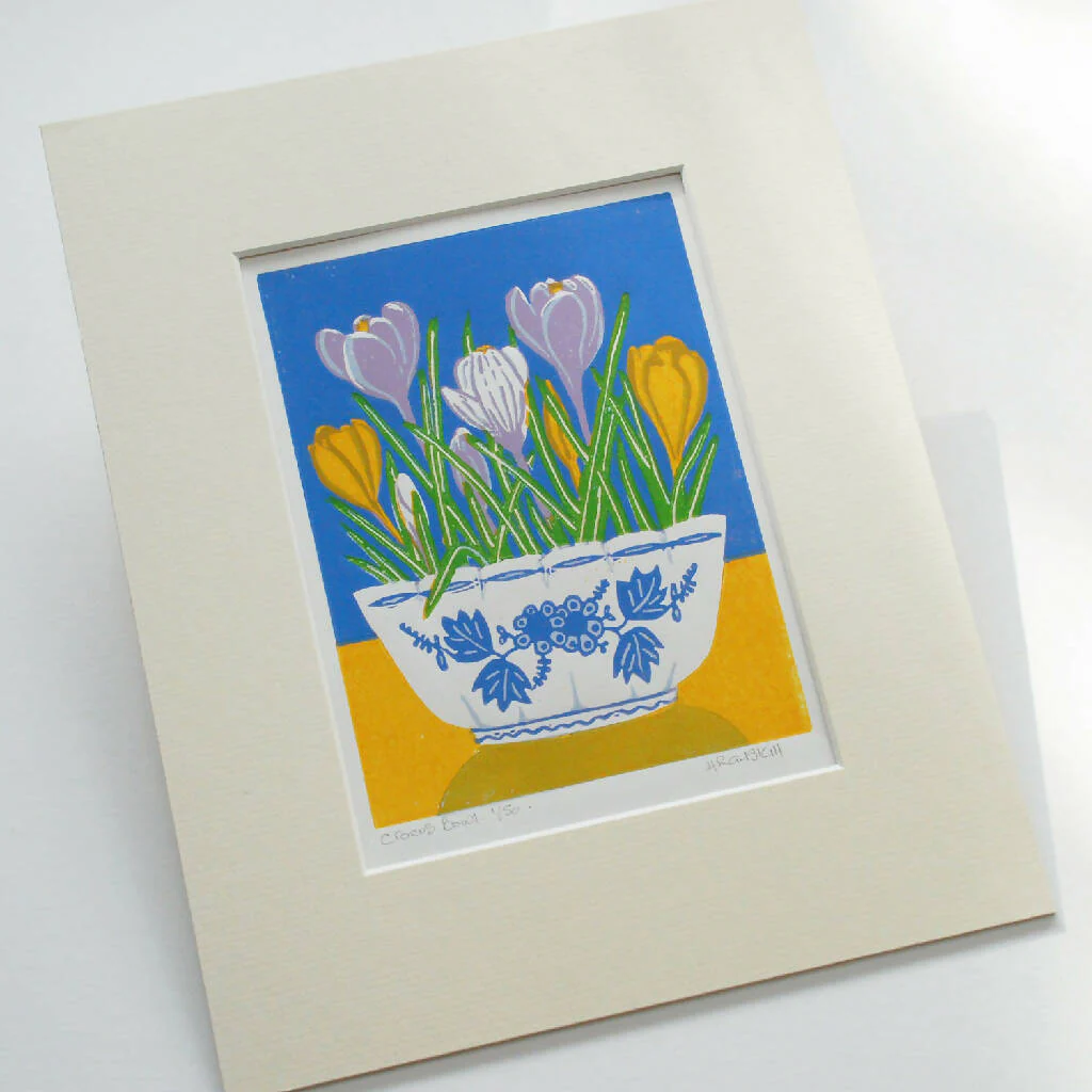 Crocus Bowl - Limited Edition - Original Linocut Print - Image 2