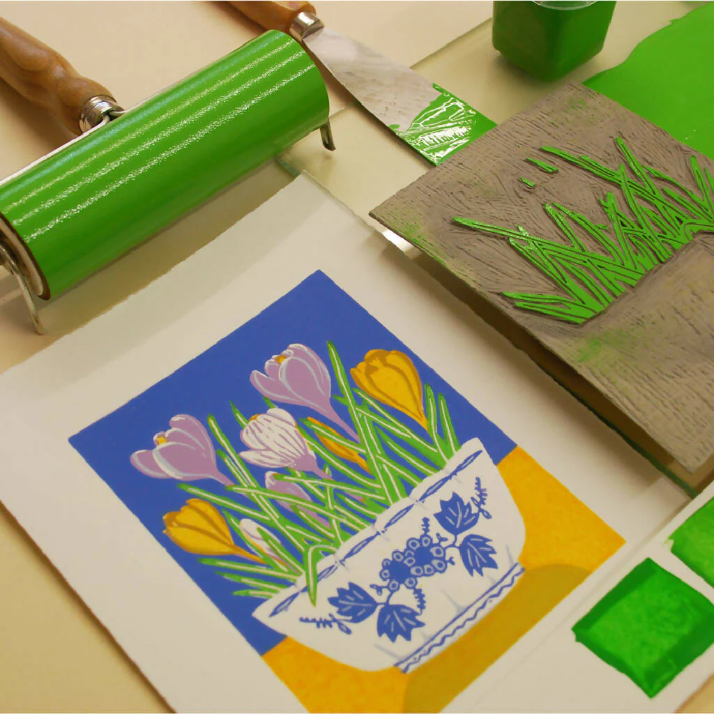 Crocus Bowl - Limited Edition - Original Linocut Print - Image 4
