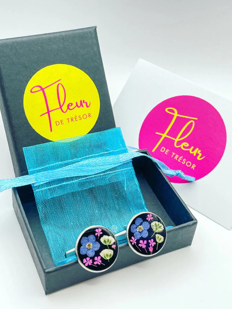 Cufflinks with forget-me-not flowers in 10mm - Image 10