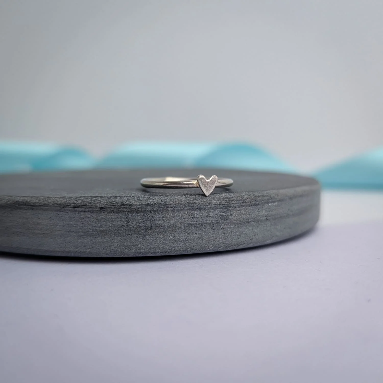 Dainty Sterling Silver Heart Ring – 5mm Recycled Stacking Band - Image 4