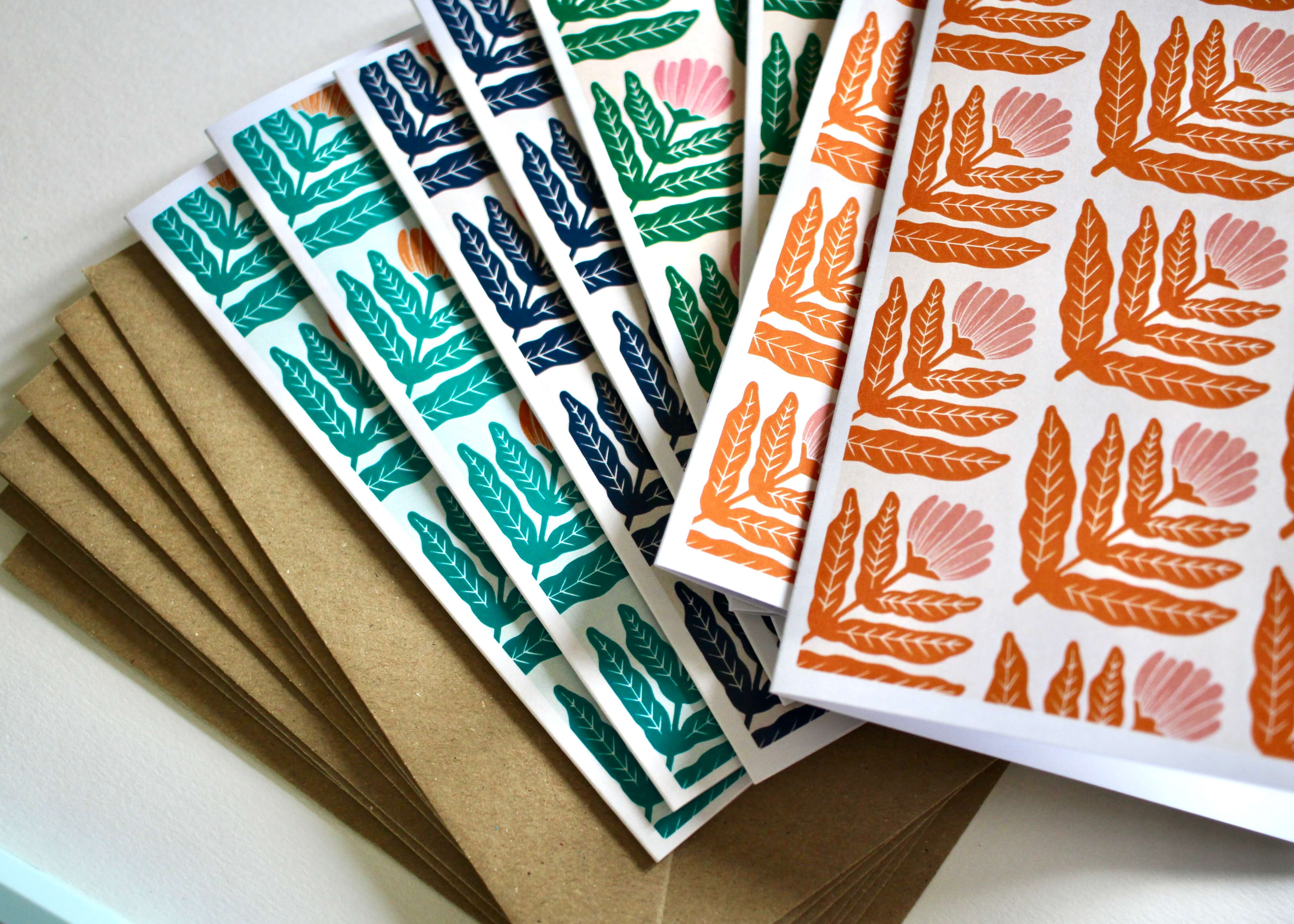 Dandelion Flower Block Print Notecards | Set of 8 Notecards & Envelopes - Image 10