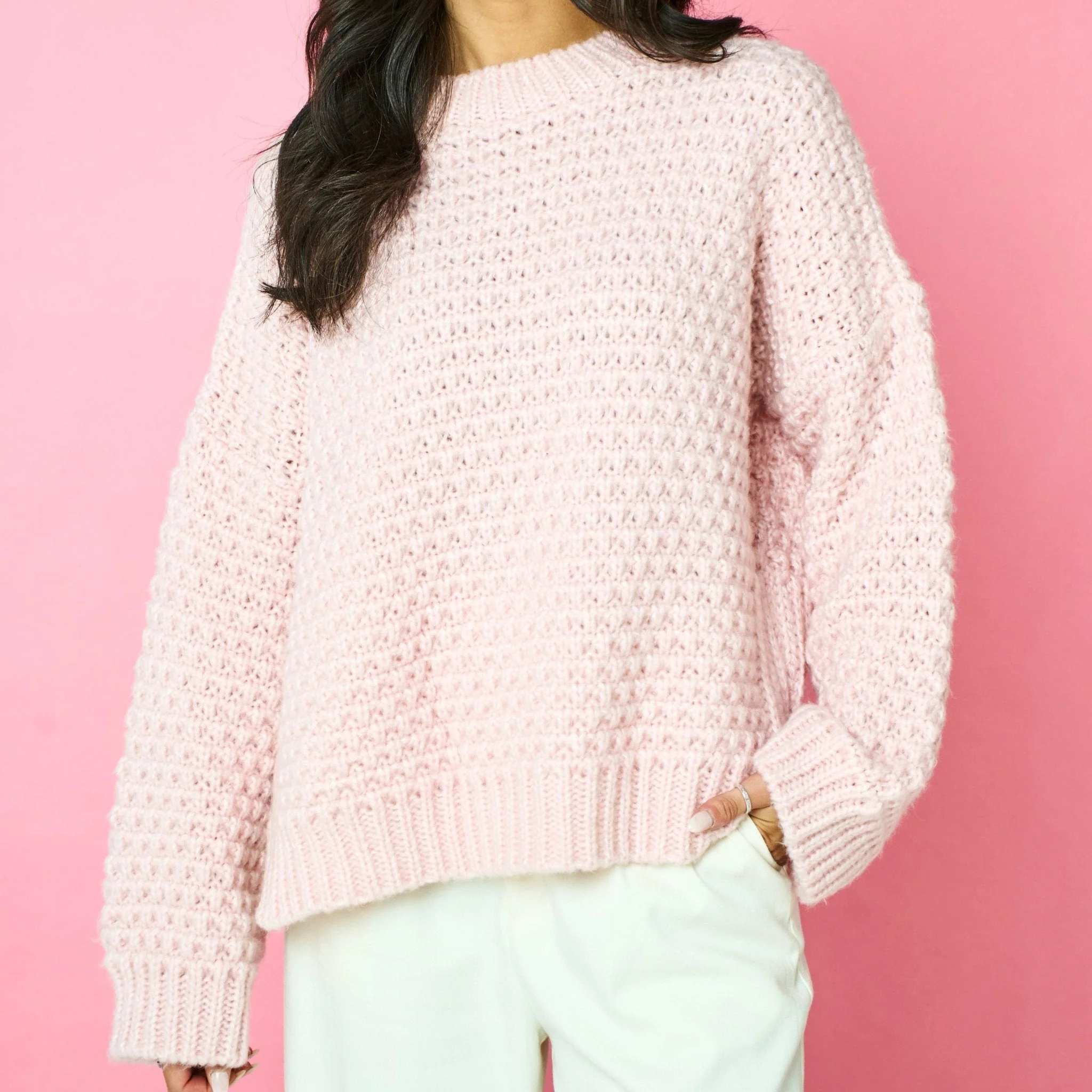 Darwin Relaxed Chunky Knit Jumper Pink - Image 2