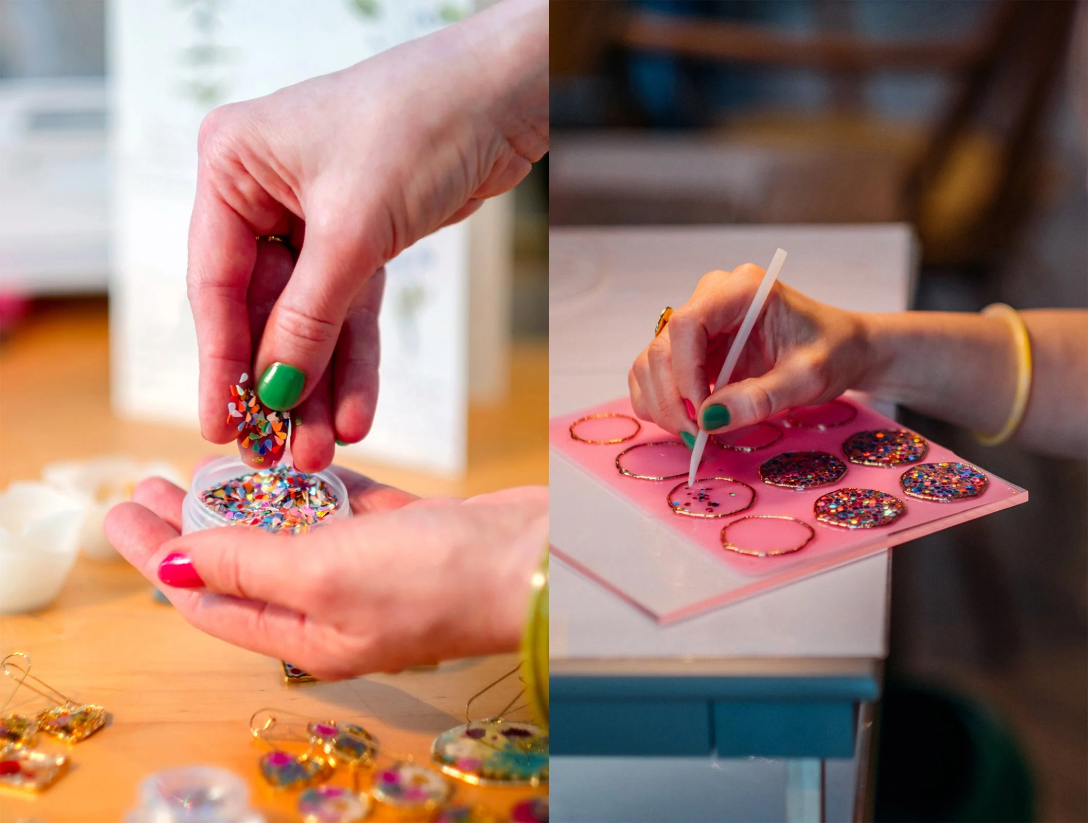 Small statement disco necklace with colourful sequins - Image 11