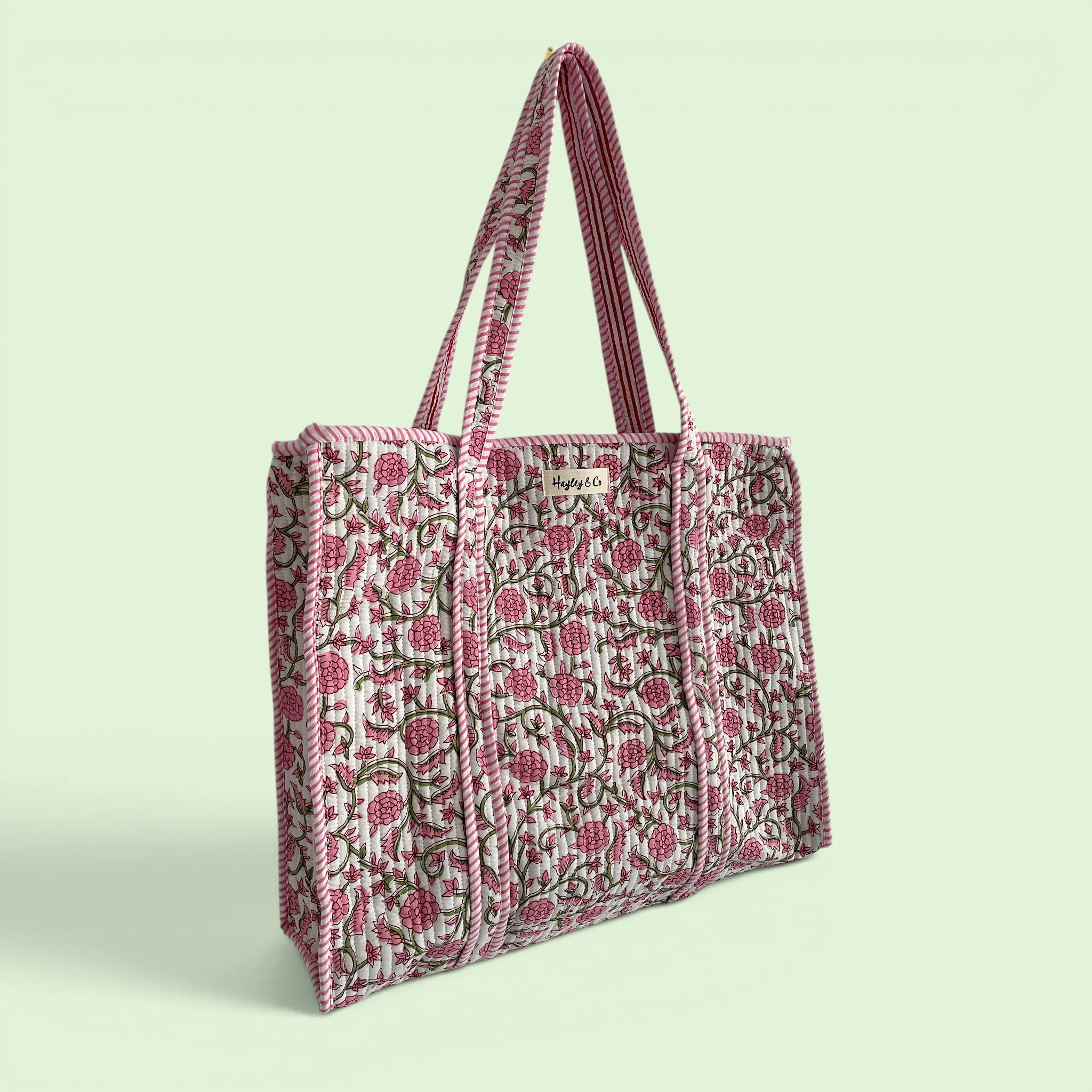 Ditsy Pink Floral Quilted Cotton Tote Bag - Image 2