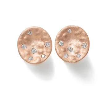 Earrings in 9k Rose Gold with Diamonds - Image 2
