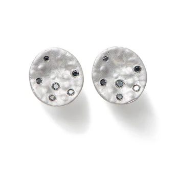 Earrings in 9k White Gold with Black Diamonds - Image 2