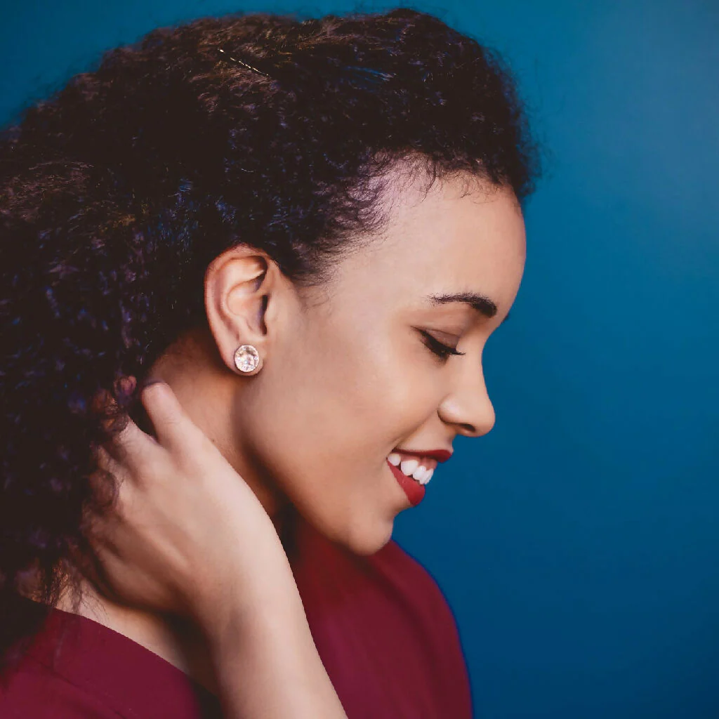 Earrings in 9k Yellow Gold with Diamonds and Big Disc - Image 3