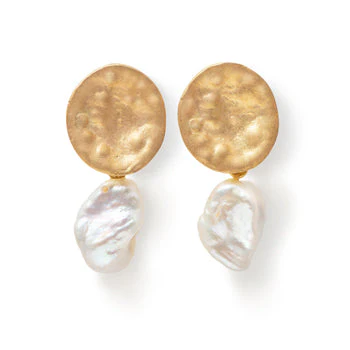 Earrings in 9k Yellow Gold with White Pearl Drop - Image 2