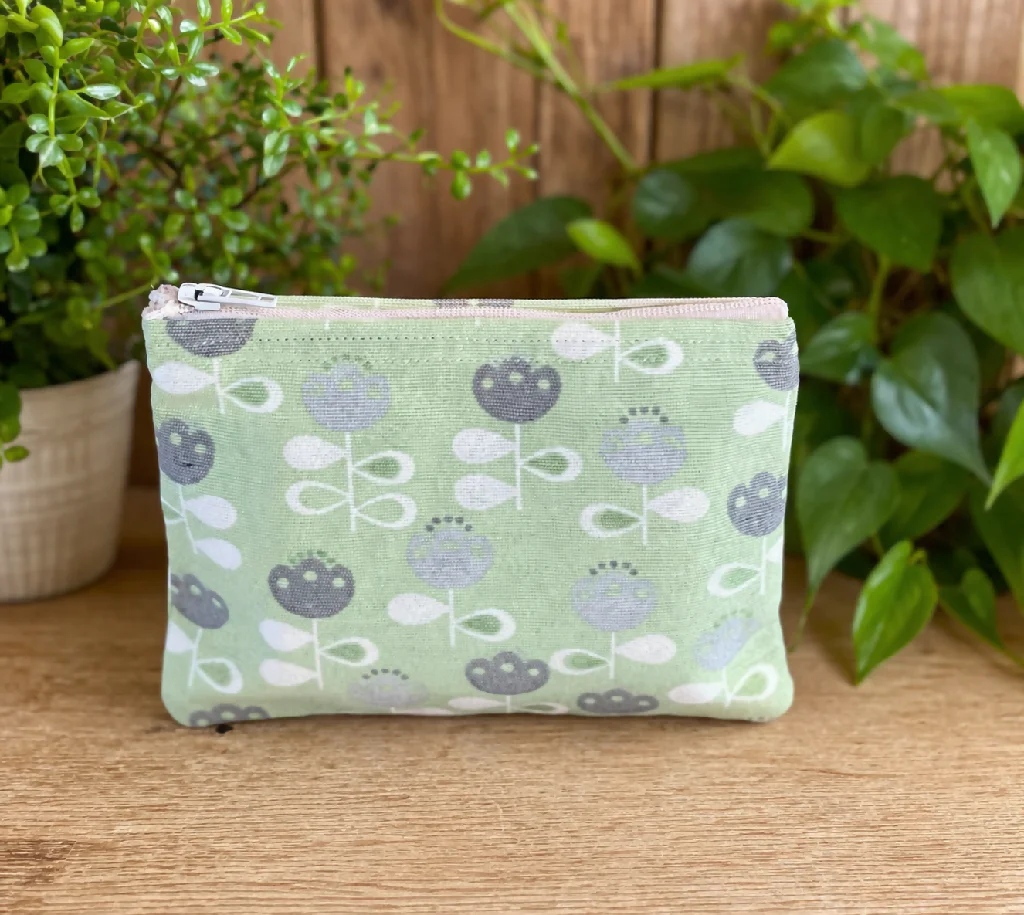 Eco-Friendly Handmade Purse – Green Scandi Flower Design