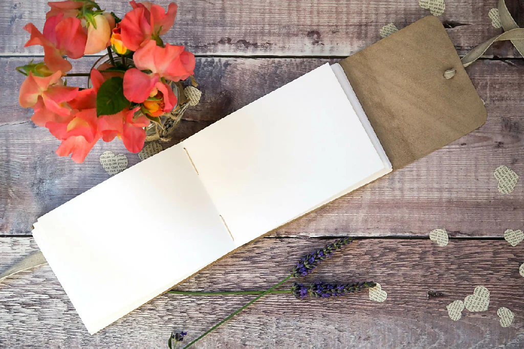 Wedding Guest Book, White Leather A6 small - Image 6