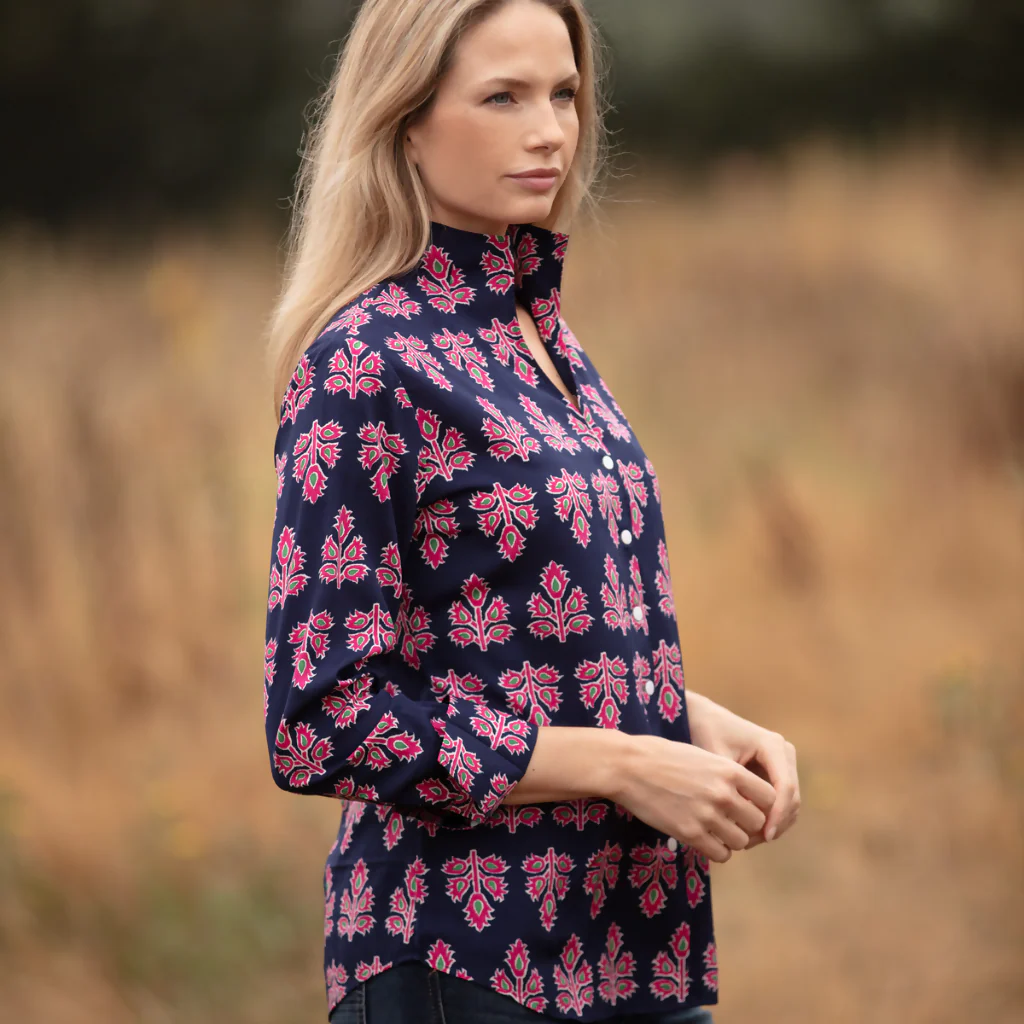 Chelsea Shirt In Navy & Pink Thistle
