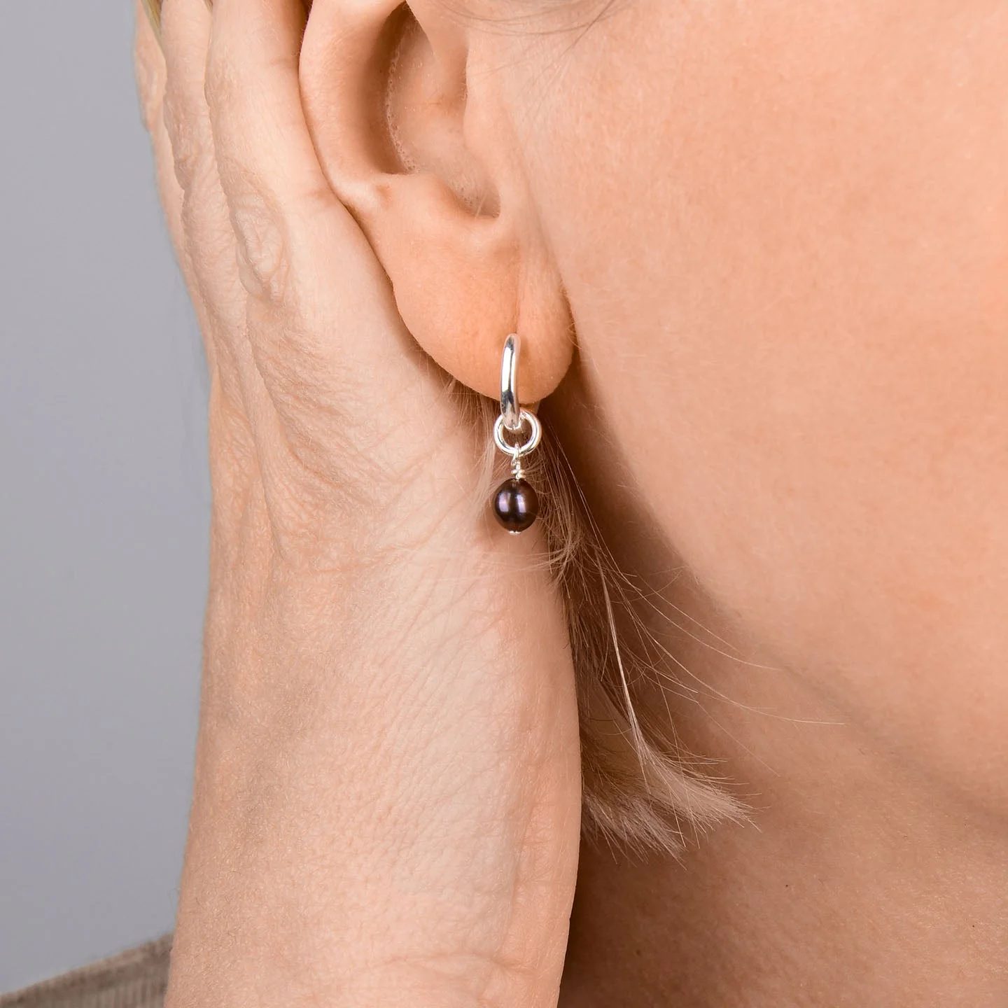 Ellen Micro Pearl Hoop Earrings - Image 6