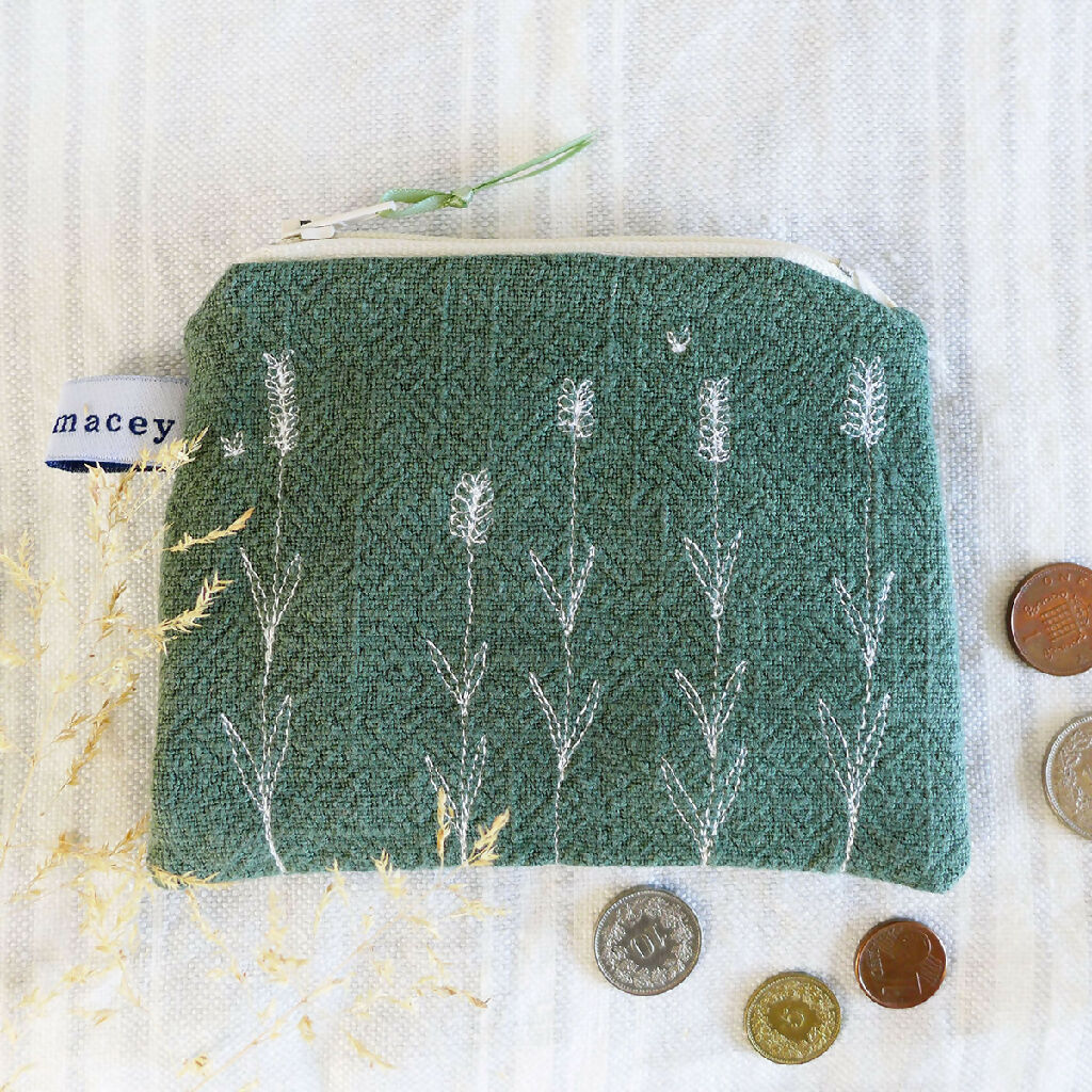 Embroidered Forest Green Lavender Purse - Image 3