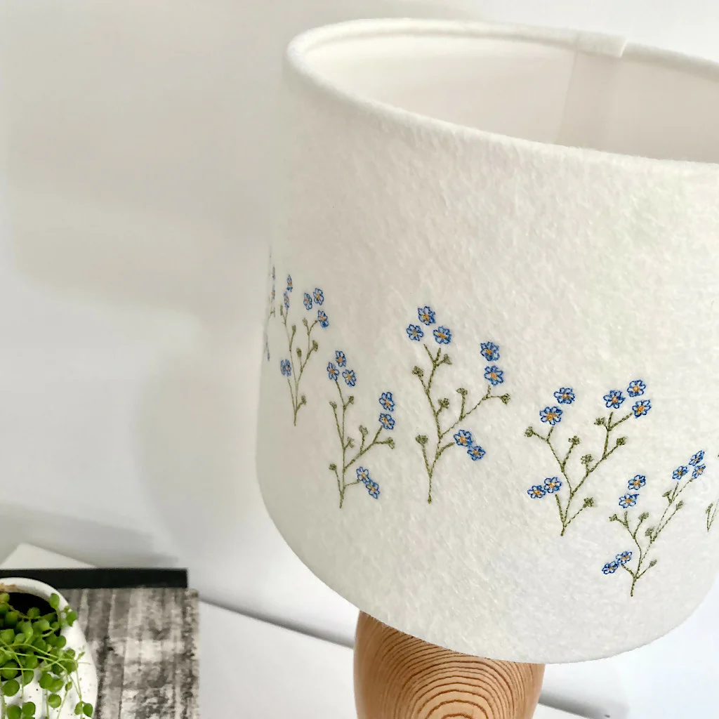 Embroidered Forget-me-not Lampshade - Image 2