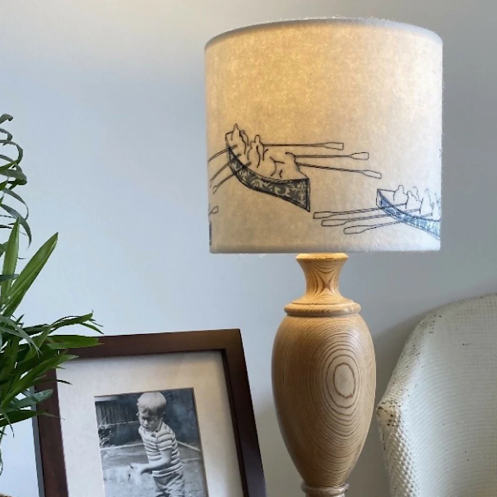 Embroidered Gig Boat Liberty Print Lampshade - Image 3